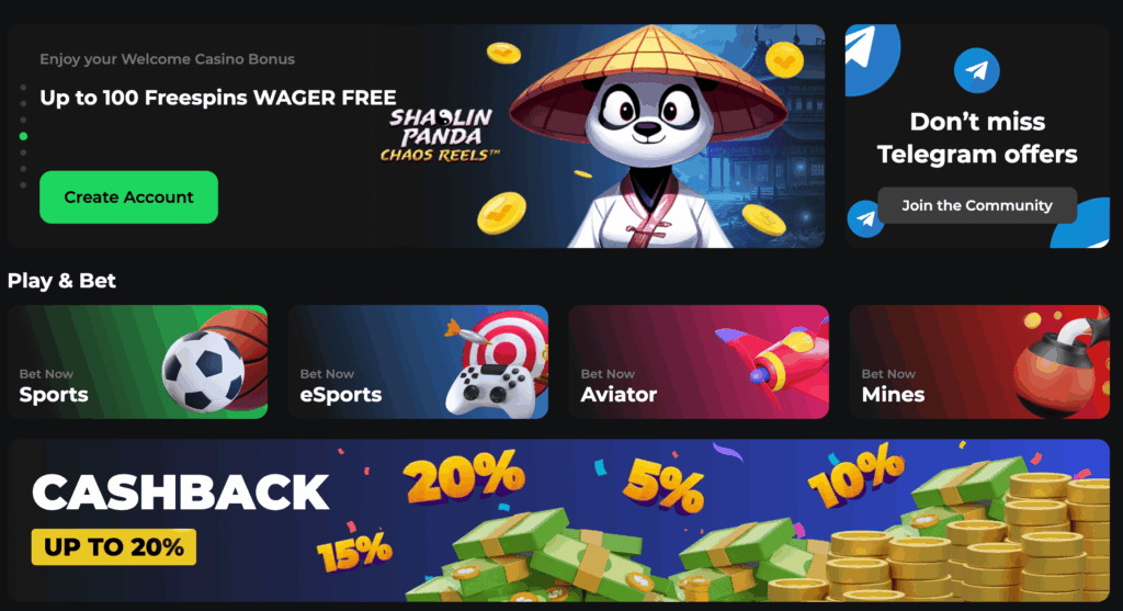 Betify Casino Desktop banner bonus promo